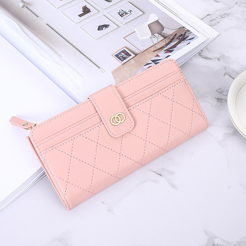 Cross-border Slinker Zero Wallet with multiple-digit large-capacity card bag buttoned to a lady's wallet with 20% of its pure colour.