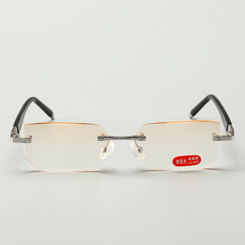 Cross-border fashion, old-time mirror man, blue-light-free diamond cut-in-the-box metal glasses.