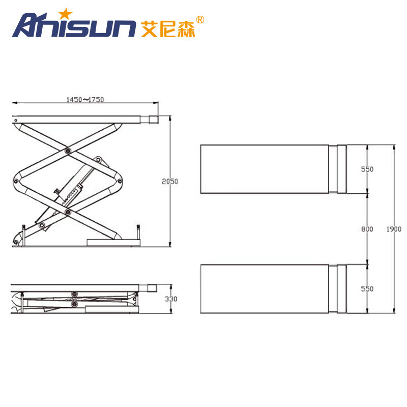 ANISUN/Einison 30S small shear lift vehicle maintenance lift elevator factory