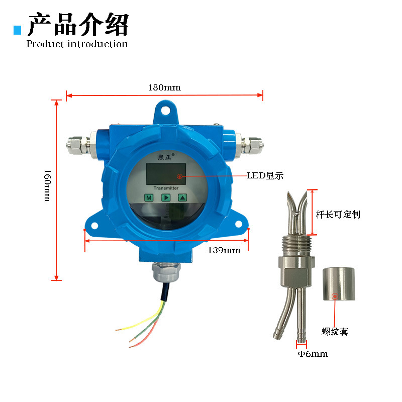 Explosive-proof wind speed/wind-monitoring sensor/high-temperature pipe gas flow instrument/skin hosting current speedometer