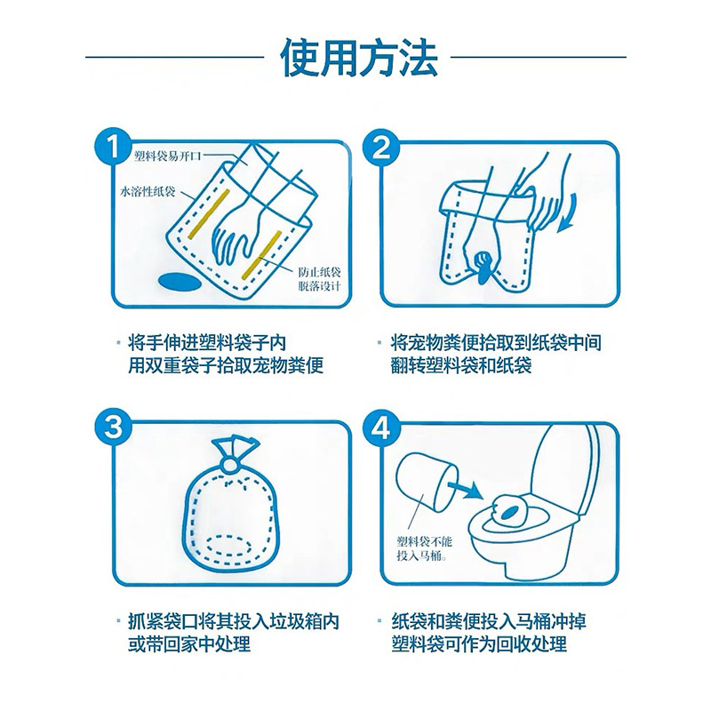 寵物拾便袋一次性撿屎袋雙層加厚寵物紙巾外出便攜糞便垃圾袋批發