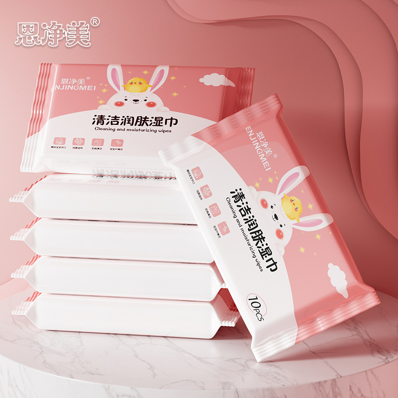 도매 핸드 헬드 10 팩의 전체 상자는 좋은 ass-cleaning 젖은 수건 광고와 아기를위한 젖은 수건입니다.
