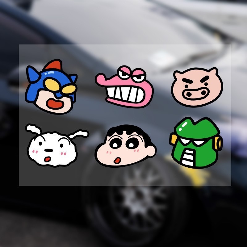 Car sticker personal creative crayons with a little new head like an animated cartoon sticker.