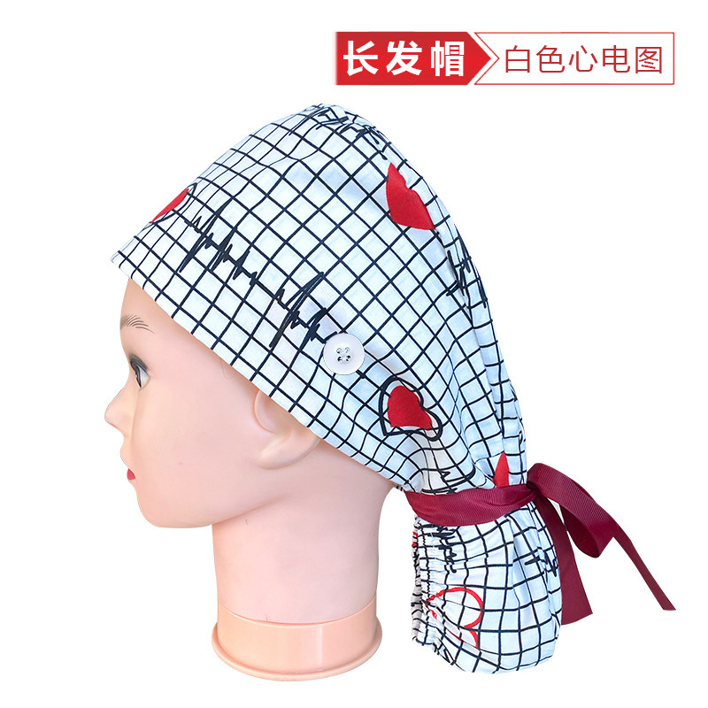 EKG long-haired and sand-cap working for a woman with a pure cotton cap and buttons for foreign trade Amazon