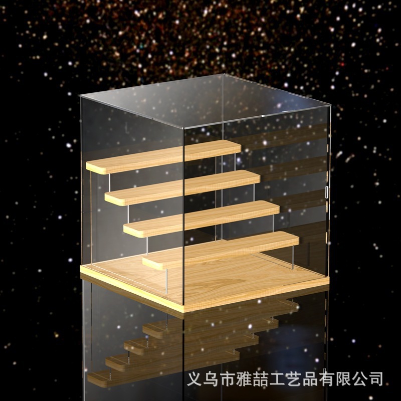 亞克力陳列架娃娃透明手辦模型公仔收納玩具收納架展示架階梯帶燈