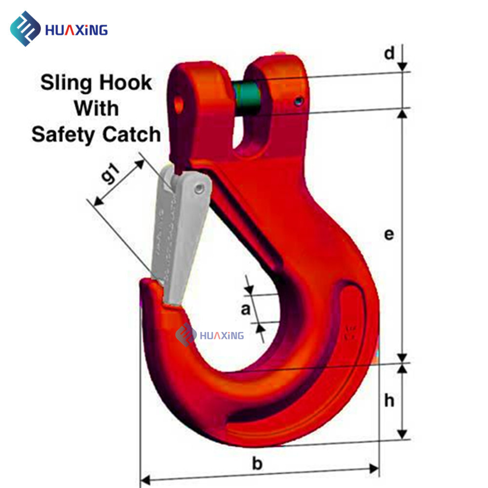 Triple limbs and limbs of a set of lifting chain hulls attached to a ring of 80 manganese steel lifting hooks.