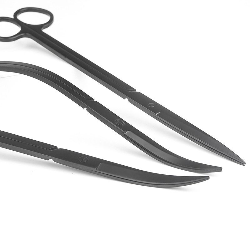 Black and stainless steel scissors, weed tools, weed cutters, aquarium tools, black weed knives, manufacturers.