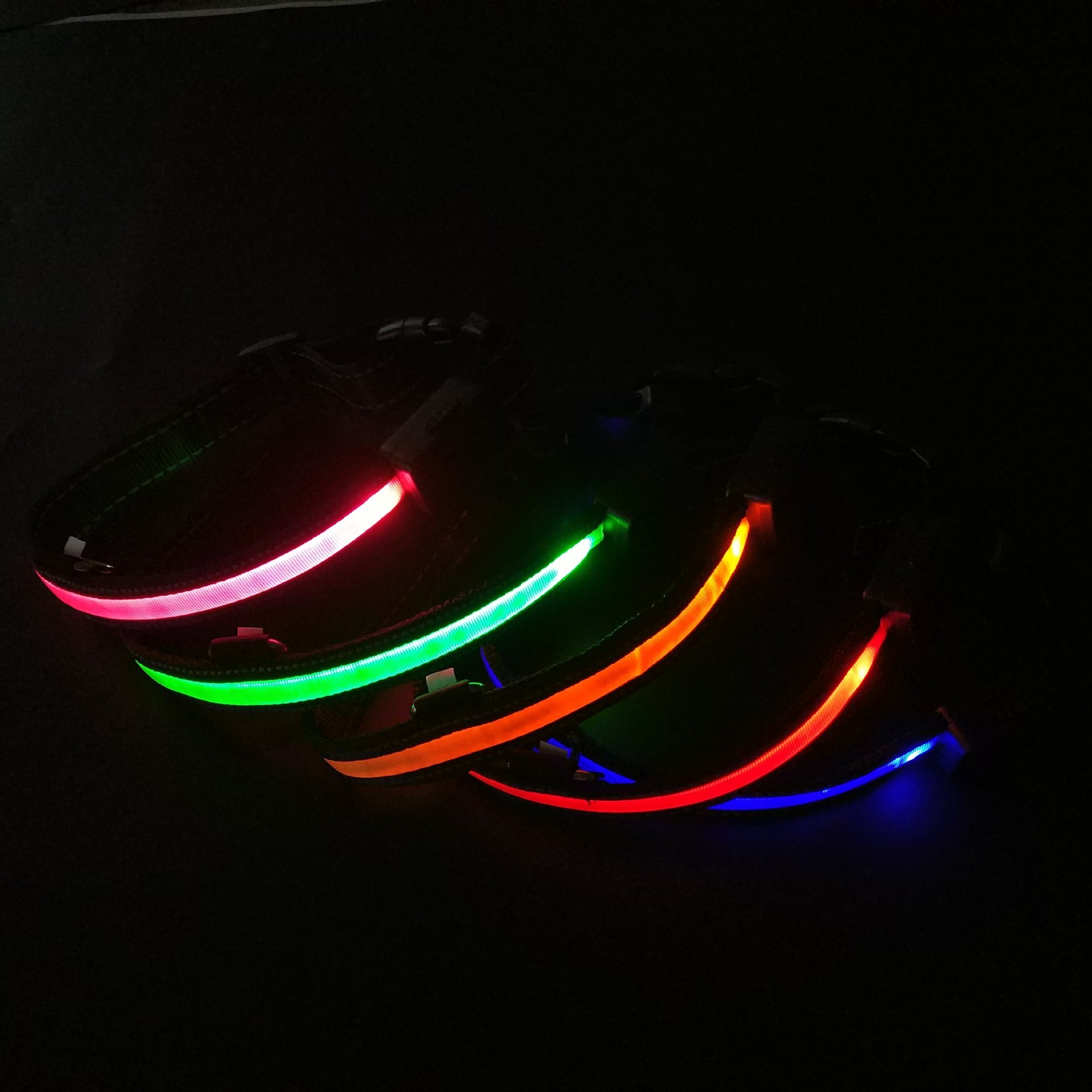 Dây xích phát sáng cho chó, vòng cổ chó phản quang, đèn LED, sạc năng lượng mặt trời USB+