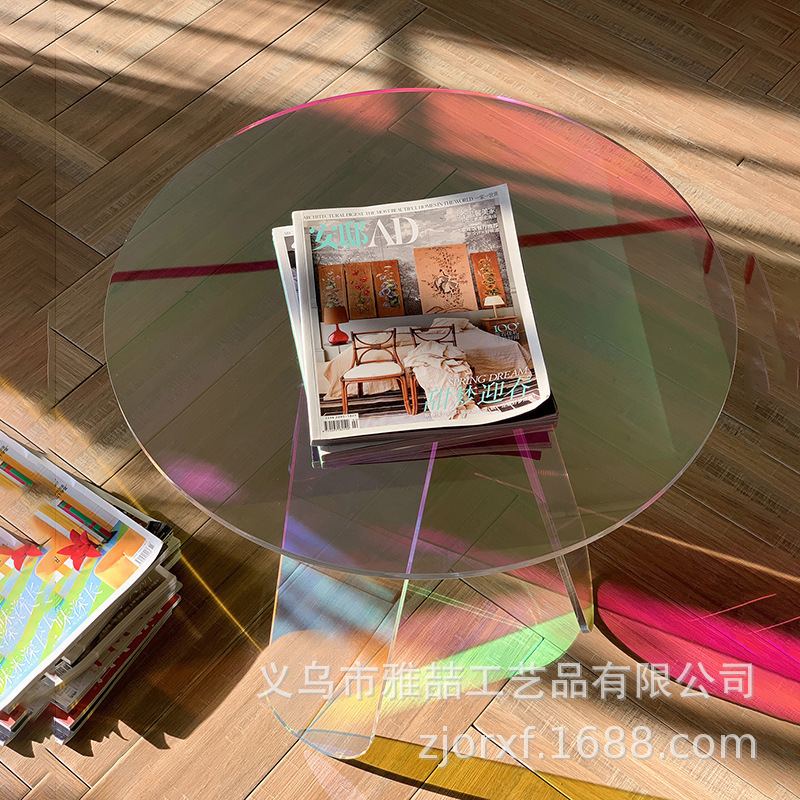 Aclik's transparent colored round-table web of redins light luxurious table furniture customized computer tables