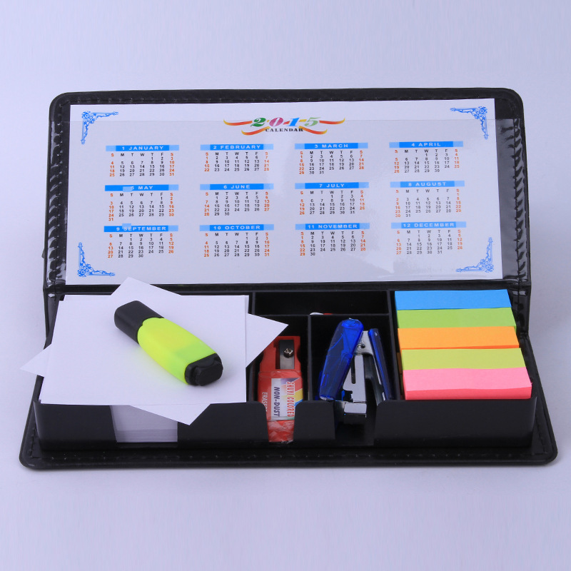 High-end commercial gift multi-purpose office PU hand-signer box N-stamp paper and pen-backer package