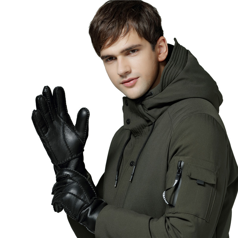 Cross-border winter new men's gloves, lamb-skin-skin-a-skin gloves.