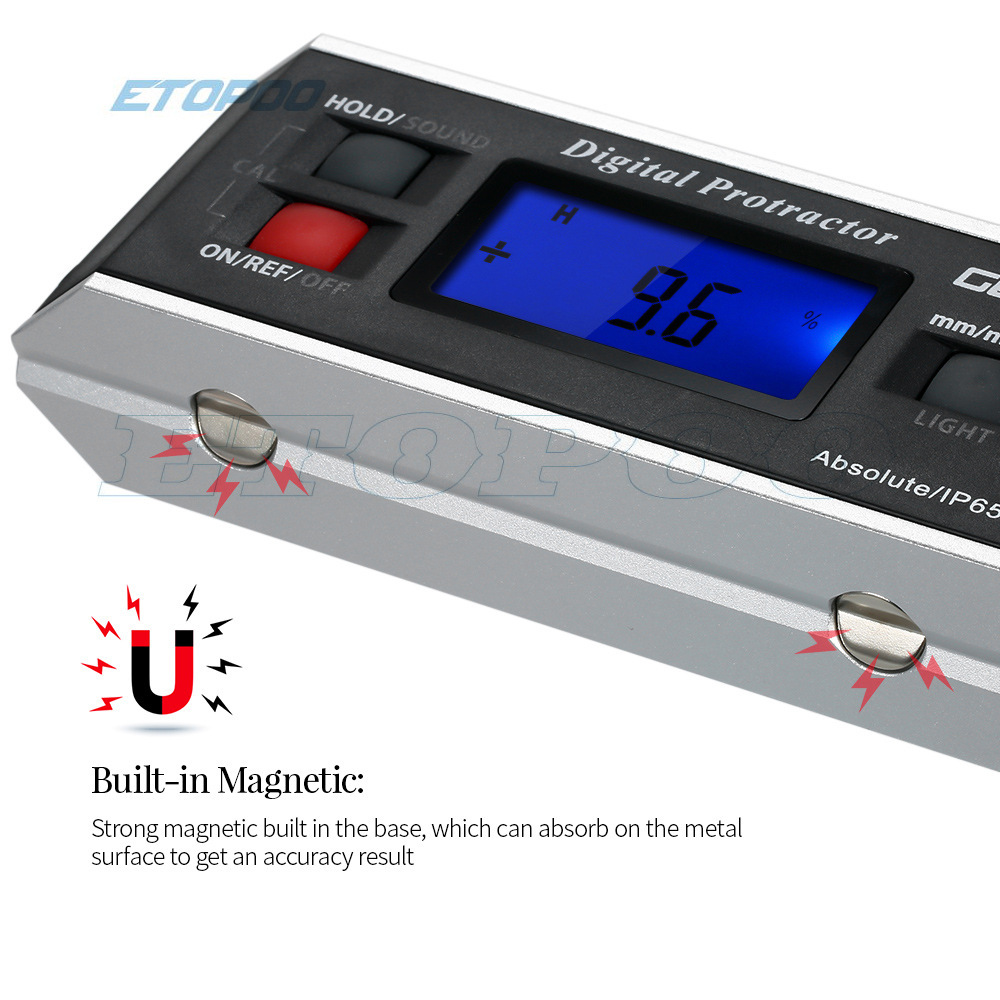 Etopoo出品 IP54数显倾角仪 数显角度仪 数显倾角盒带磁性底座