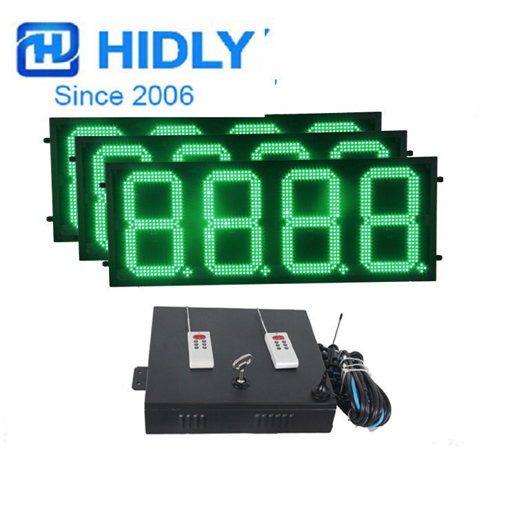 Wholesale of 10-inch RF remote-controlled high-lighted green led oil price screens for led price cards