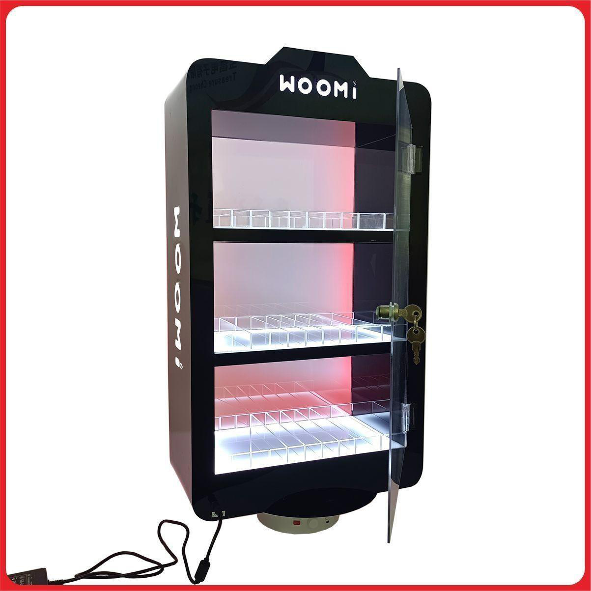 The manufacturer customized the mist to sell the e-smoke display cabinet, the LED luminous display of the Akili three-storey display.