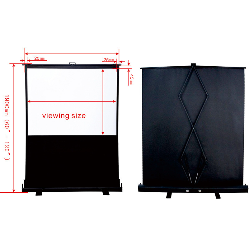 工廠直銷 地拉投影幕布70吋16：9便攜式地拉式幕布 落地式銀幕