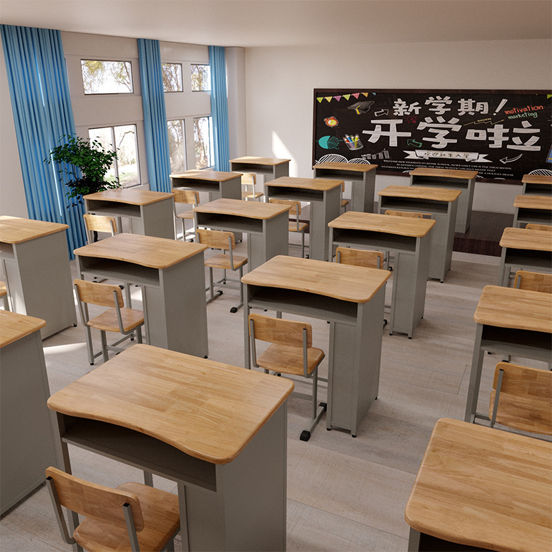 Class tables and chairs for students with large space reserves and thick desktops in junior high schools