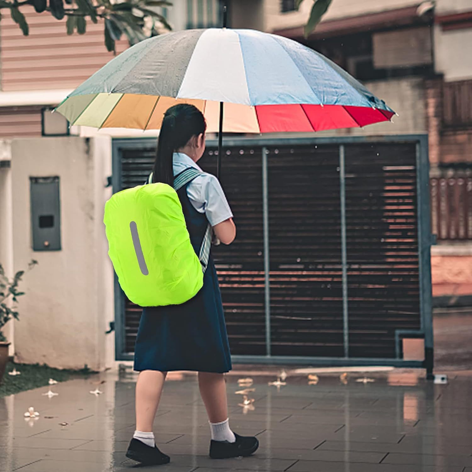 源頭工廠定製戶外防雨罩學生揹包防水套反光條雙肩包防雨防塵套