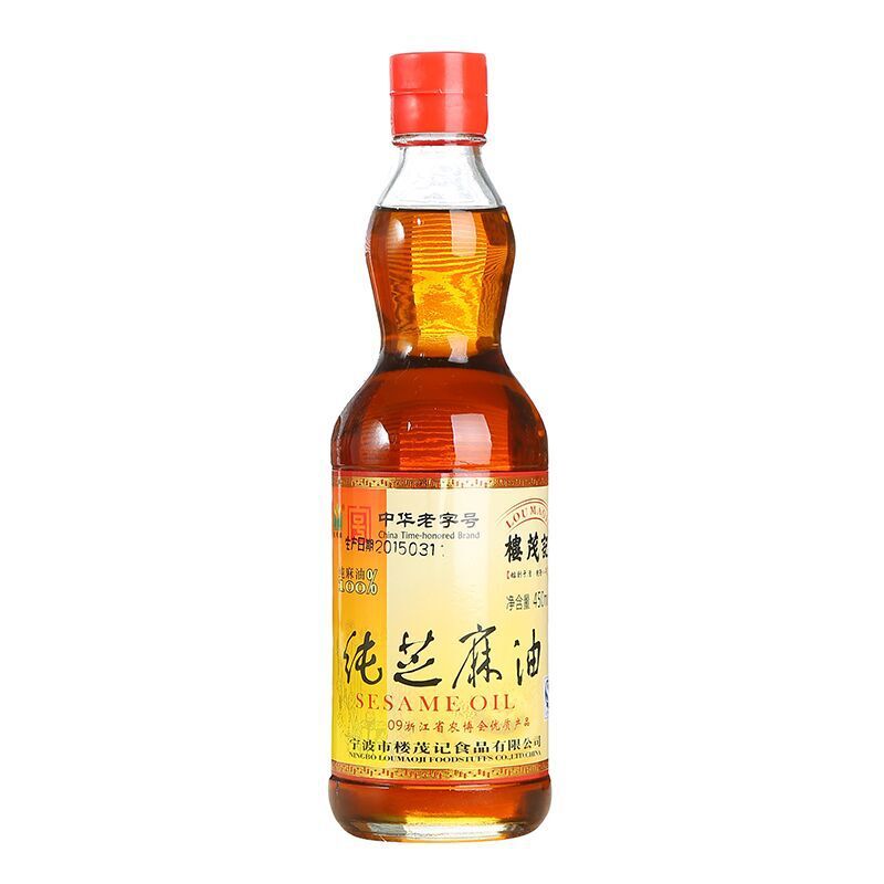 大批量供应批发楼茂记麻油450ml/瓶一级压榨制作纯芝麻油出品