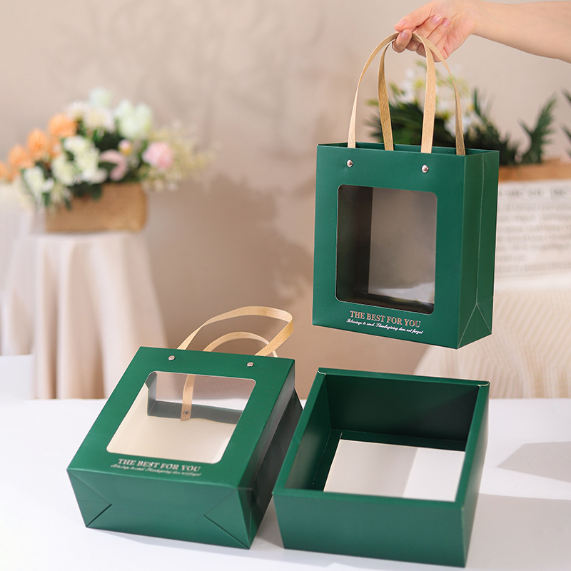 Open window box creatively transparent ink green drawers, lunch-packing box cups with towels