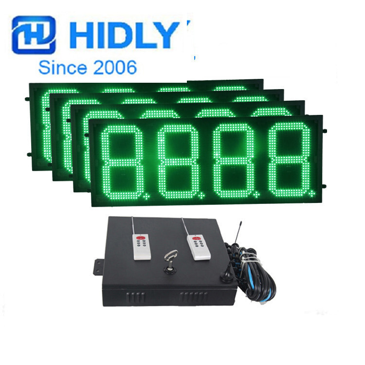 Wholesale of 10-inch RF remote-controlled high-lighted green led oil price screens for led price cards