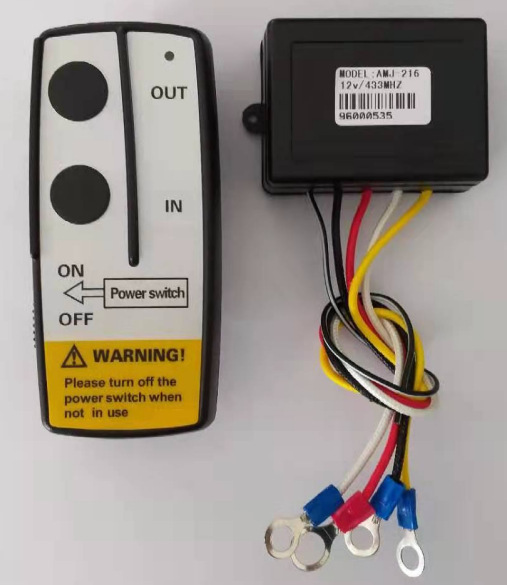 The RV winch, the electric winch remote, the radio control system.