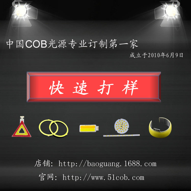 Customized COB working lamp LED light, hand-held COB light source, bike alarm taillight COB light.