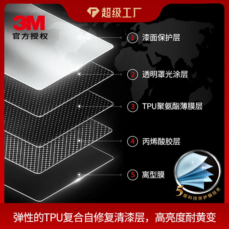 3M paint-protective film for TPU vehicles, transparent paint-protective film for scratch-proof vests