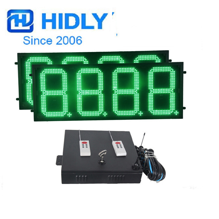 Wholesale of 10-inch RF remote-controlled high-lighted green led oil price screens for led price cards