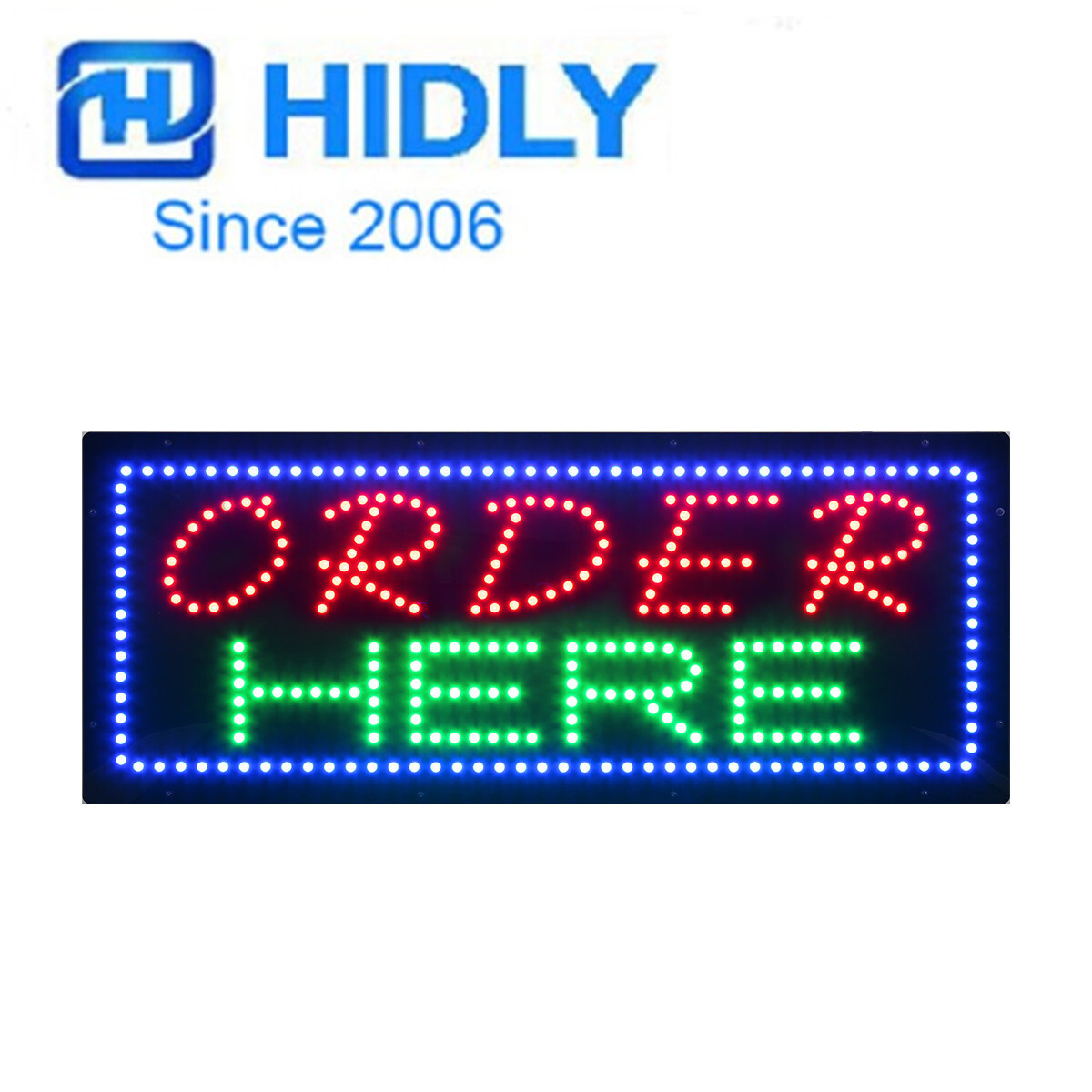 廠家LED電子燈箱閃爍發光字招牌LED order here sign33×81cm