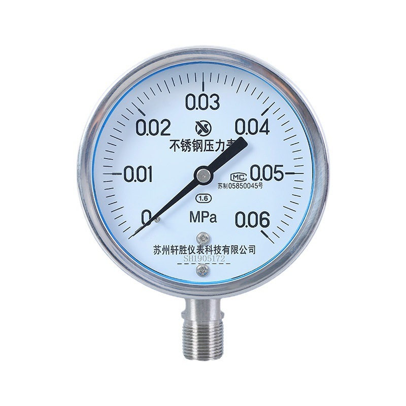 Y100BF 0.06MPa 全不锈钢压力表
