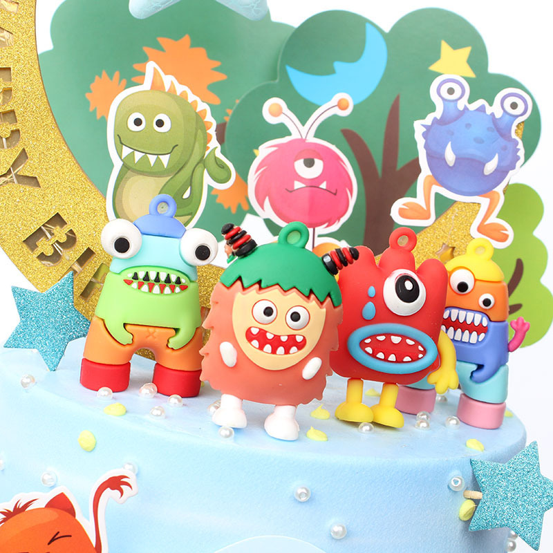 Cartoon pastry decorated monster soft tape plug-in packs of baked monster flag-fests.