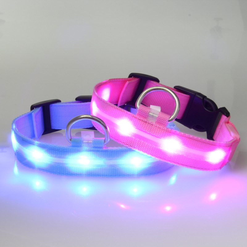 Vòng cổ của chó đèn LED sáng, vòng cổ chó 2032 sáng, cổ áo nhẹ, dây chuyền USB.