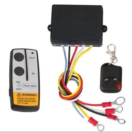 The RV winch, the electric winch remote, the radio control system.
