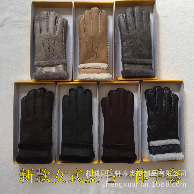 The new cross-border lady's fashion is five points, warm gloves, fur, leather gloves, direct sales.