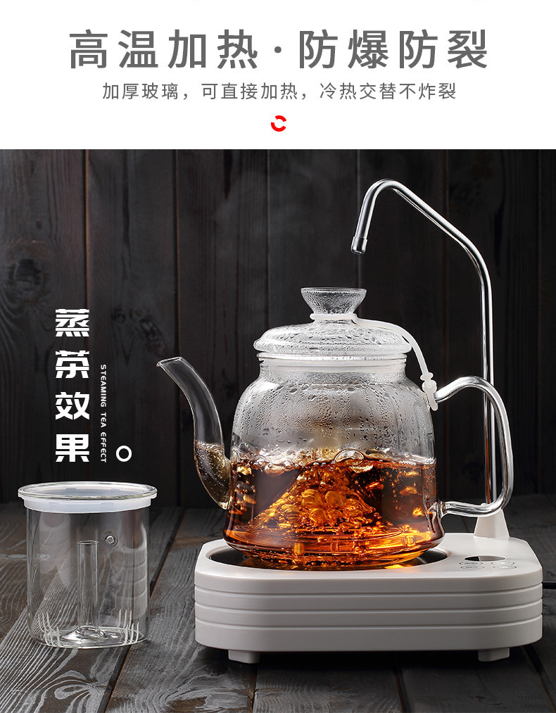 電陶爐煮茶燒水玻璃壺煮茶器蒸汽茶壺養生壺光波爐迷你茶爐玻璃壺