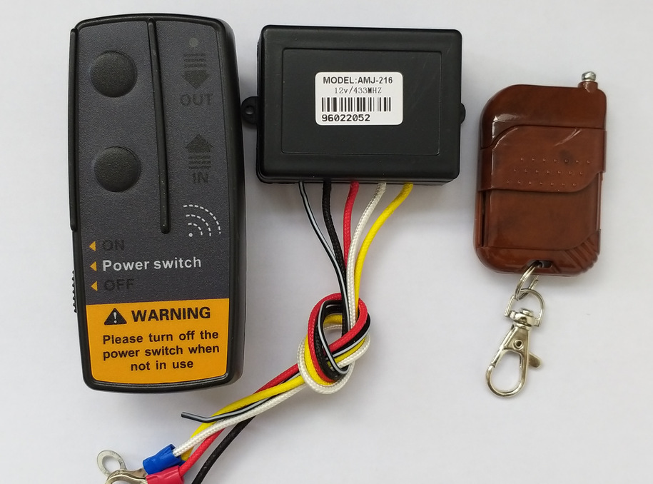 The RV winch, the electric winch remote, the radio control system.