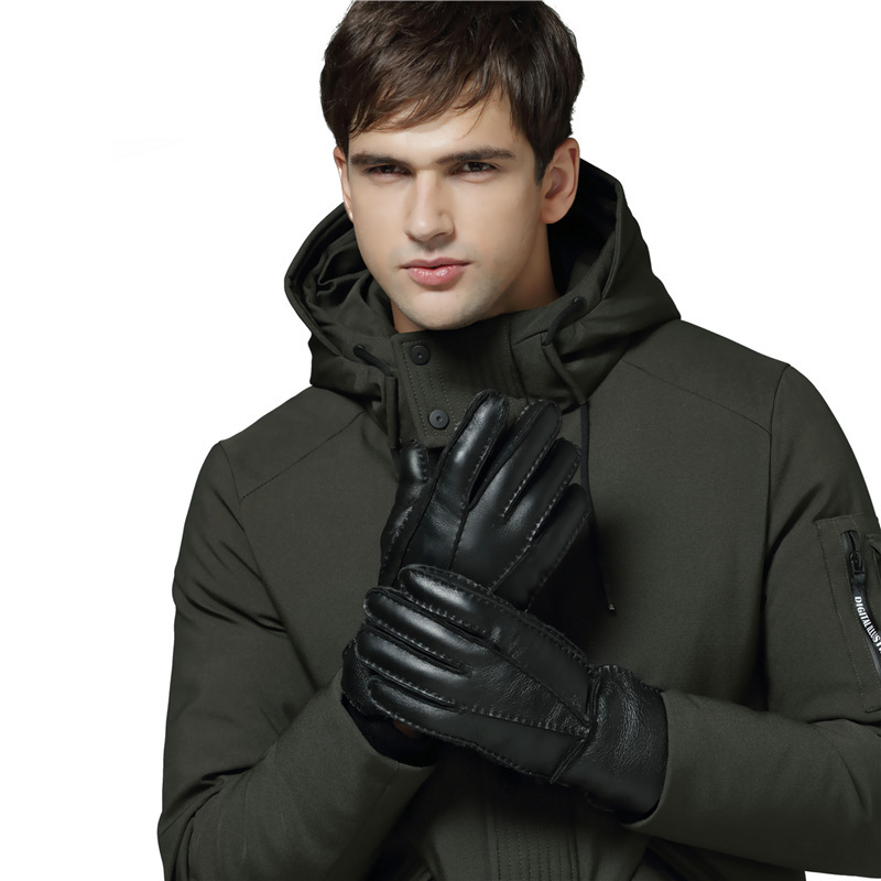 Cross-border winter new men's gloves, lamb-skin-skin-a-skin gloves.