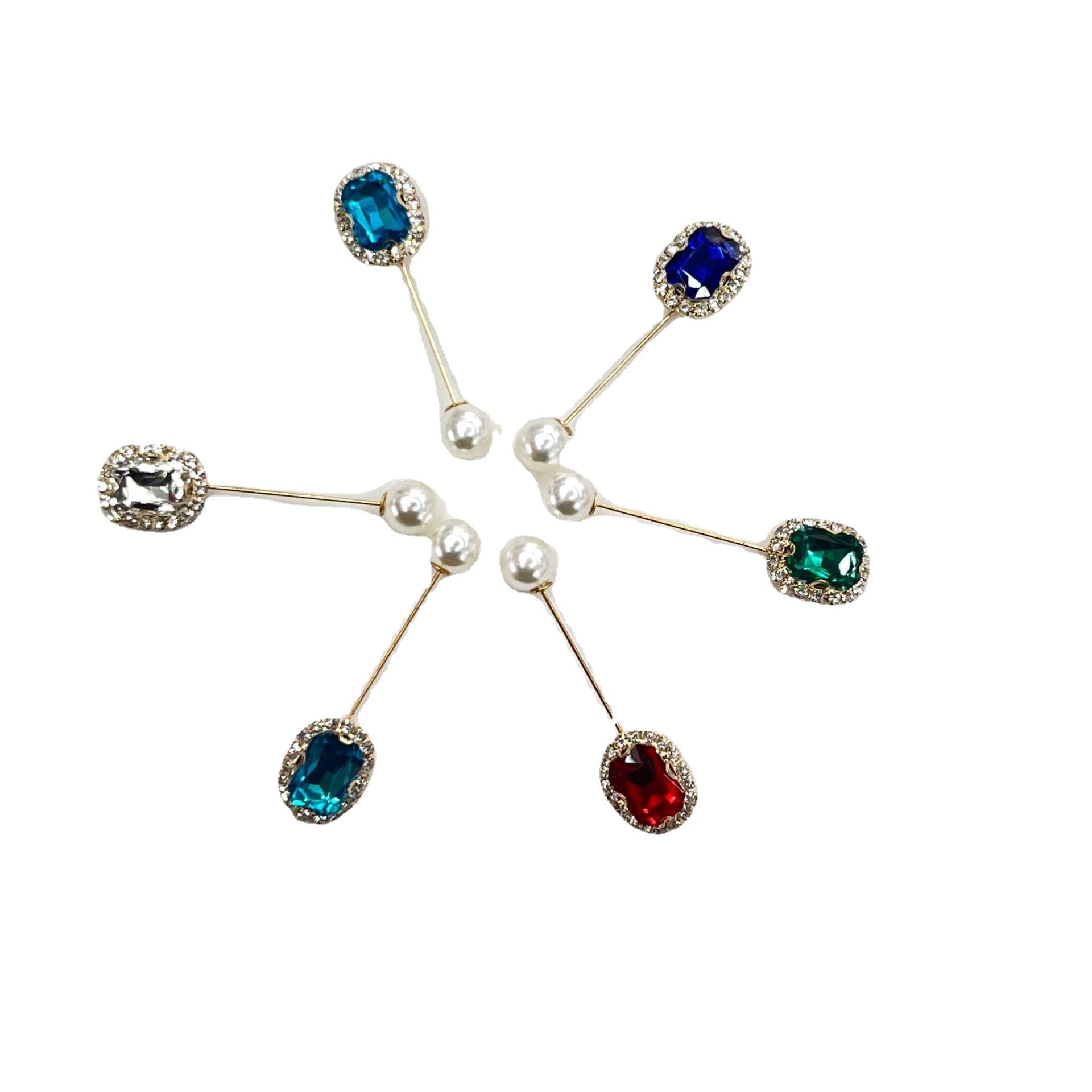 Colored cylindrical brooch. Fashion crystal with multiple shapes.