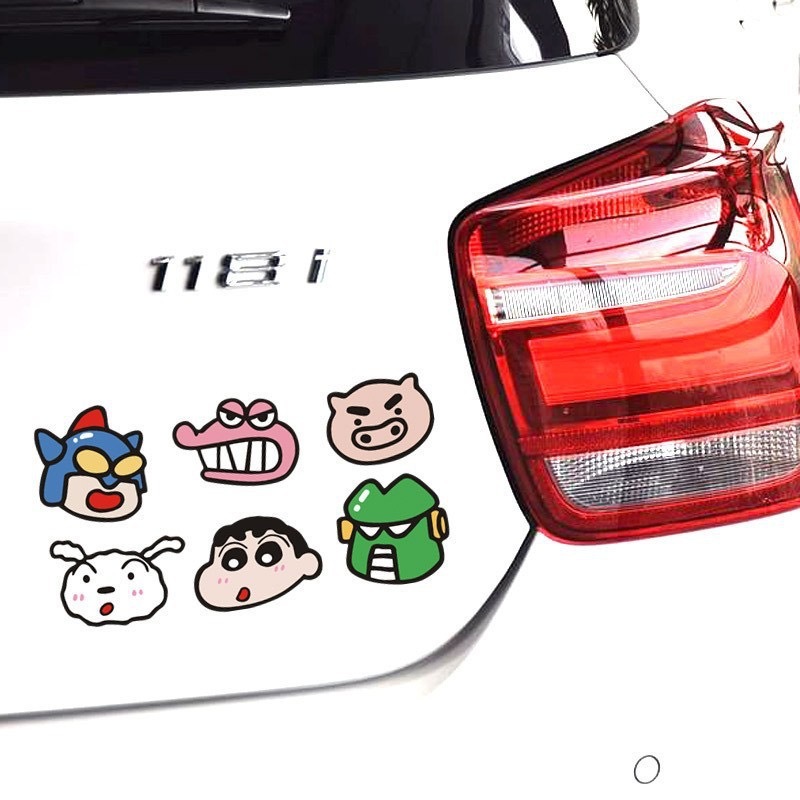 Car sticker personal creative crayons with a little new head like an animated cartoon sticker.