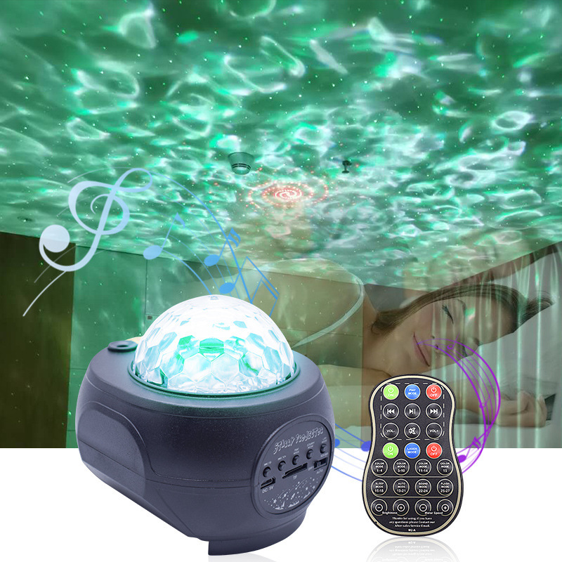 A cross-border star sky projector with a bluetooth waterline full of star projector's gift light.