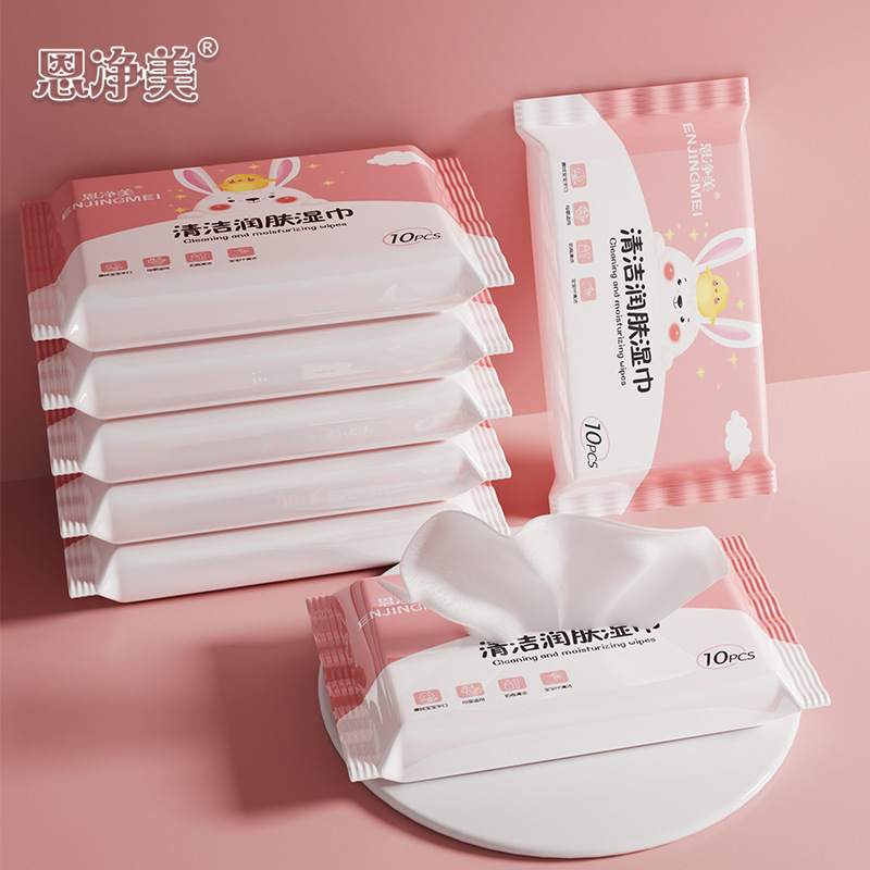 도매 핸드 헬드 10 팩의 전체 상자는 좋은 ass-cleaning 젖은 수건 광고와 아기를위한 젖은 수건입니다.