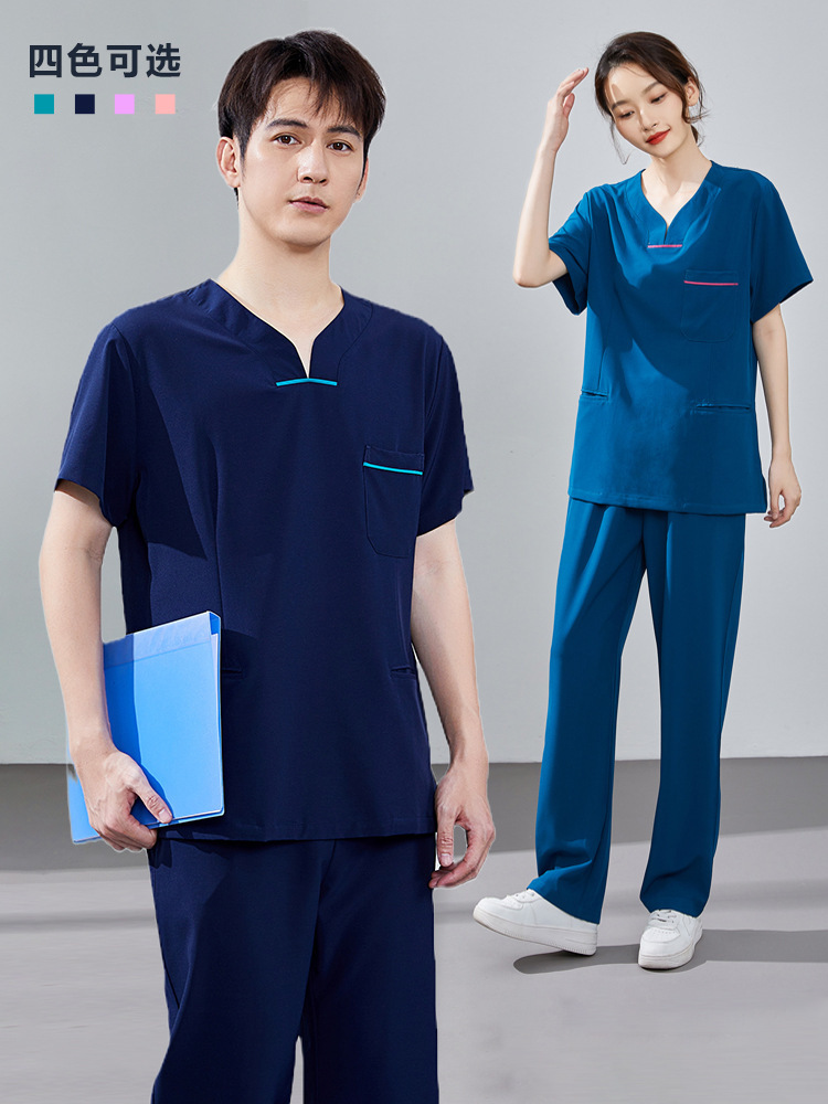 Hand-washing Short-sleeve 여성 수술실 높은 끝에 손으로 옷을 입는 간호사에 의해 수행되는 치과 치과 일을 위한 건조한 건조하 건조한 한 벌