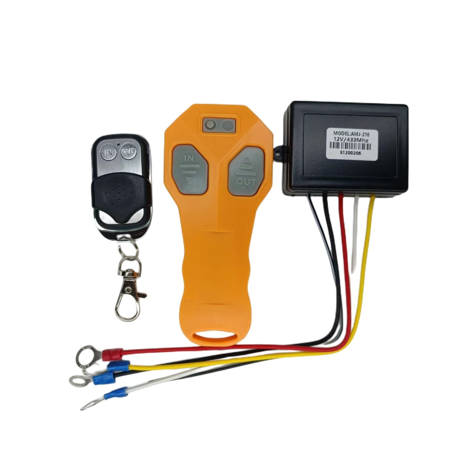 The RV winch, the electric winch remote, the radio control system.