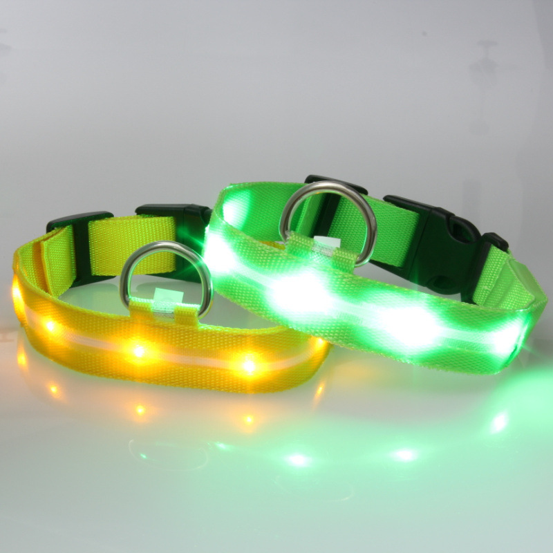Vòng cổ của chó đèn LED sáng, vòng cổ chó 2032 sáng, cổ áo nhẹ, dây chuyền USB.