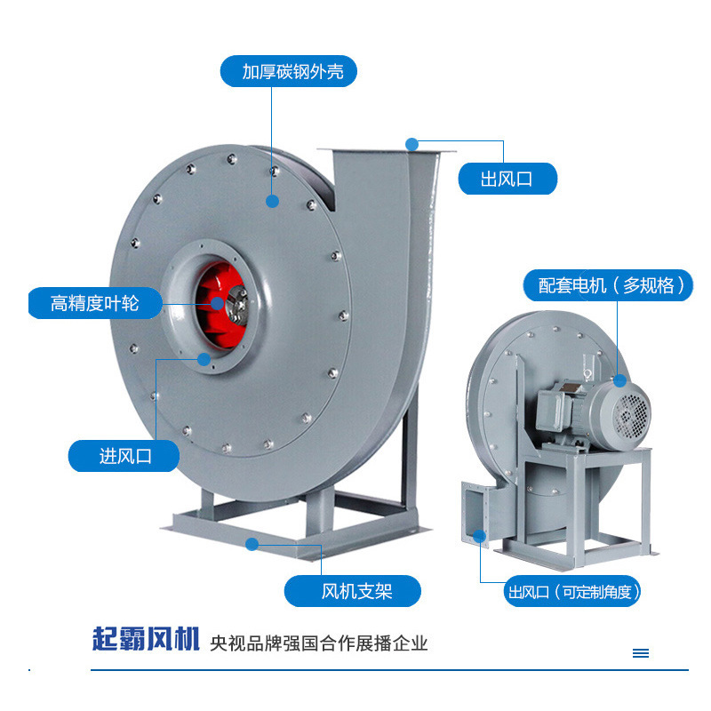 厂家定制9-19A高压离心风机大风量工业物料输抽风机除尘通风设备