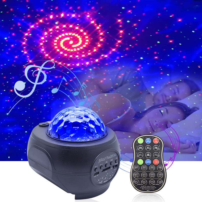 A cross-border star sky projector with a bluetooth waterline full of star projector's gift light.