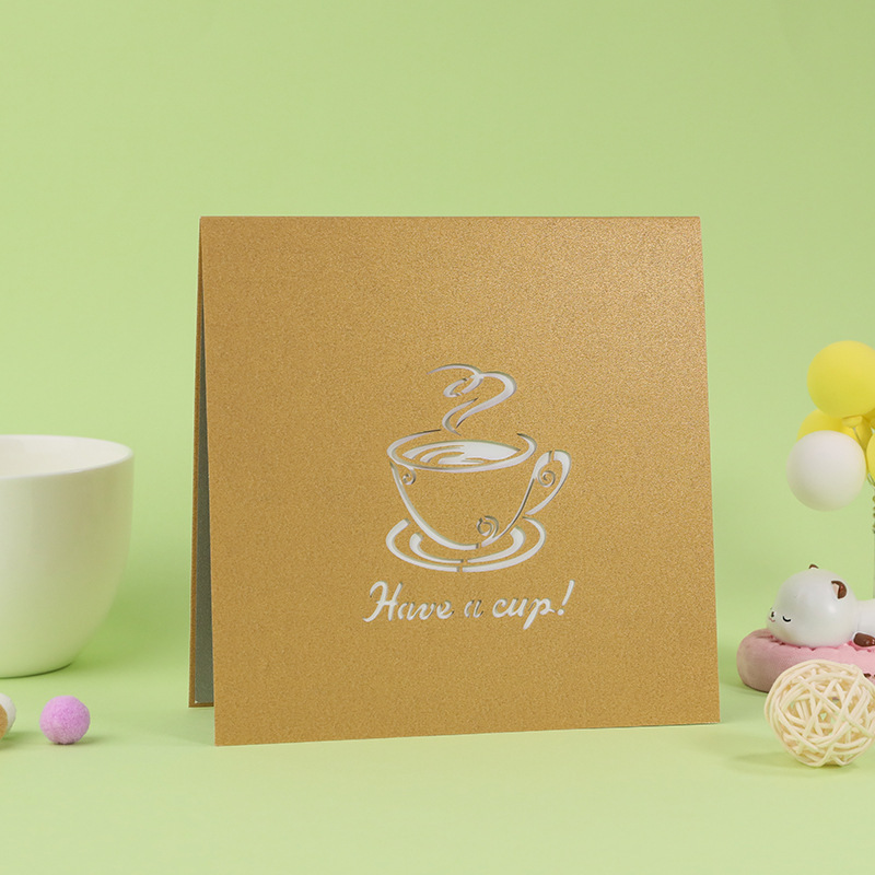 The 3-day coffee card, the handmade card sculptor, the gift of the card, and the message of the foreign trade card.