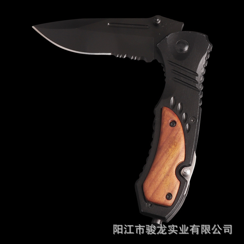 Wood handler multi-purpose folder outside the house with a high-hard, fine folding knife for the Aluminium alloying field tools.