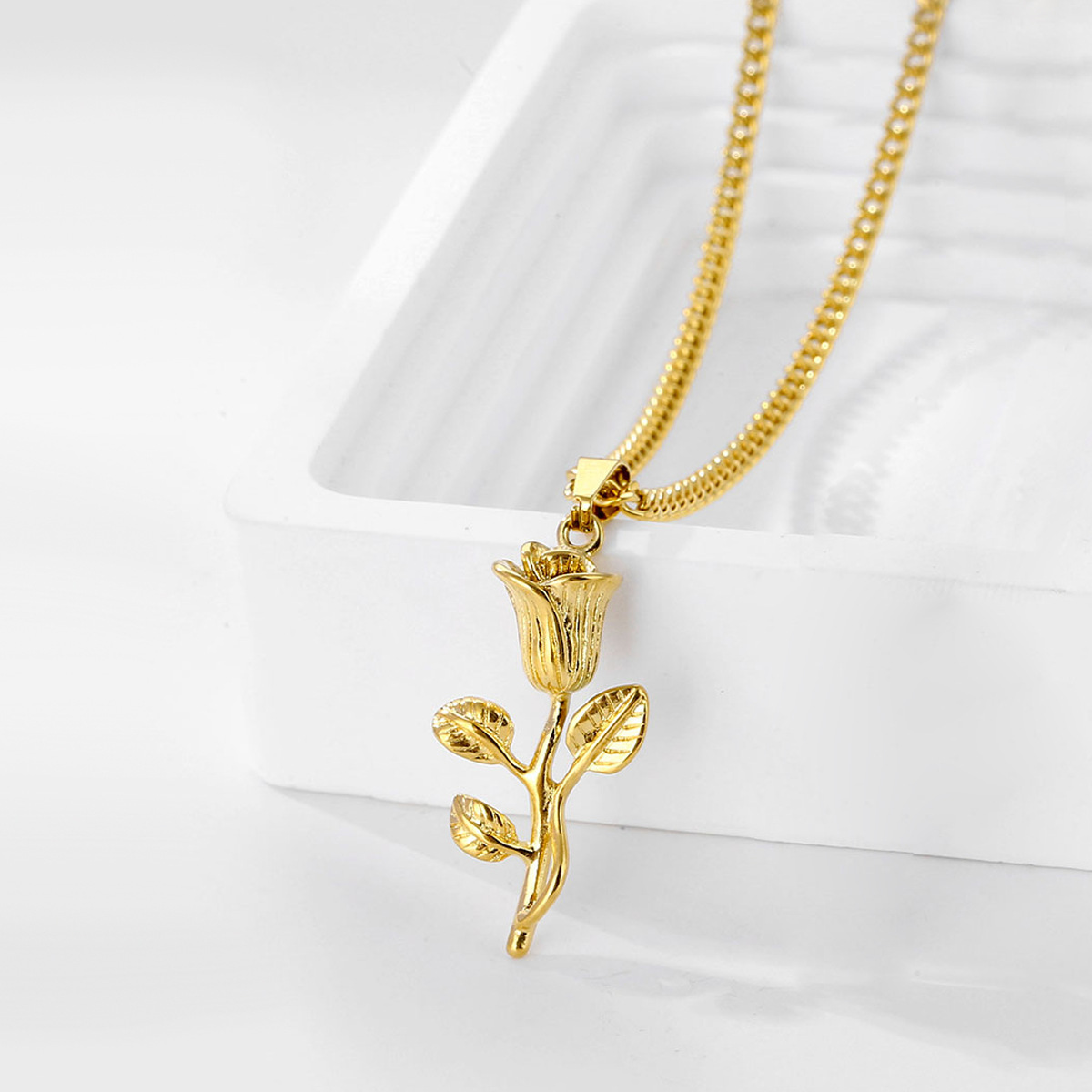 Vòng cổ phong tỏa thời trang kiểu Pháp, thép không gỉ 18K.