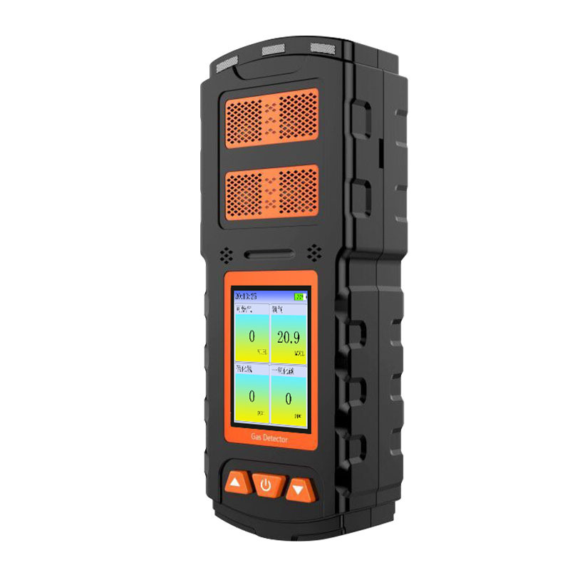 A colour screen four-to-one gas detector with a portable flammable hydrogen sulfide oxygen gas alarm